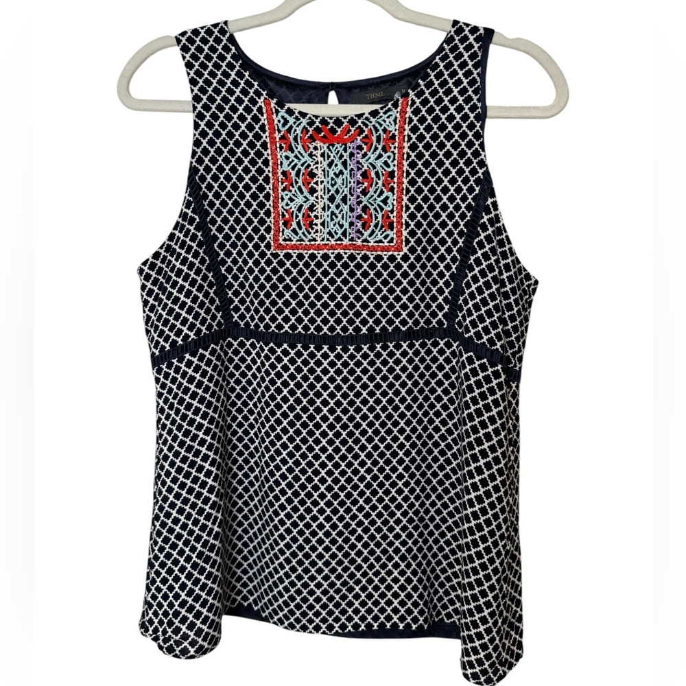THML Black and Red Embroidered Top